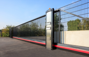 Porte coulissante autoportante type "Pretorian" - à barreaux ronds - automatisée