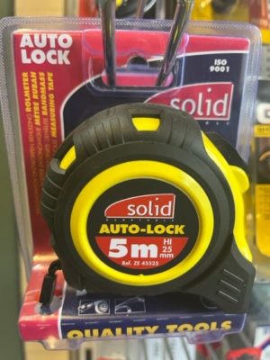 Mètre ruban "auto lock" 5m - 25mm jaune et noir